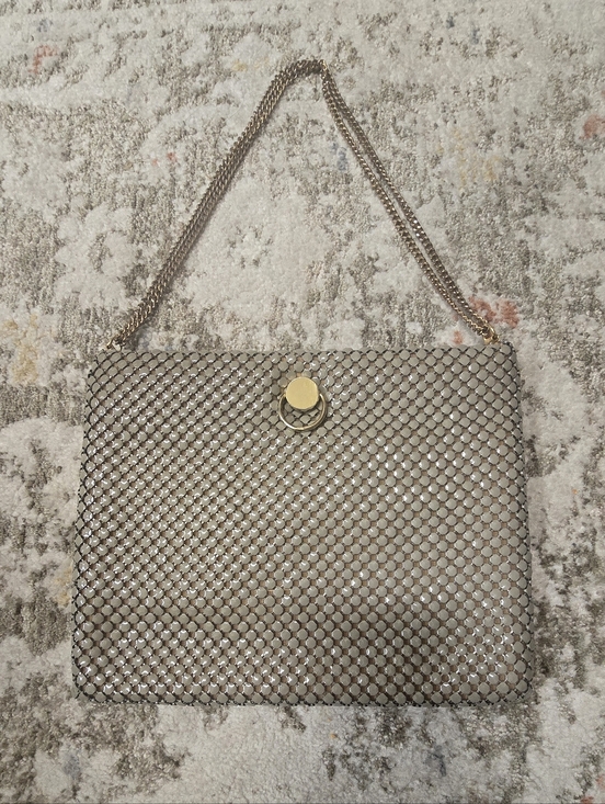No Brand Handbags - Metal Mesh Evening Shoulder Bag in Taupe And Gold Metal-EUC
